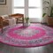 Homeroots 8 ft. Round Fuchsia & Blue Distressed Area Rug 385314 - alternate 5